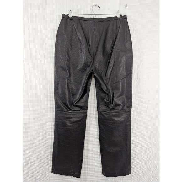 NWOT! CLIFFORD & WILLS! BLACK GENUINE LEATHER HIGH WAIST STRAIGHT PANTS! SZ 12 - Picture 5 of 10